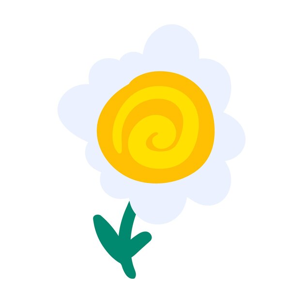 White spring daisy flower drawn by child icon