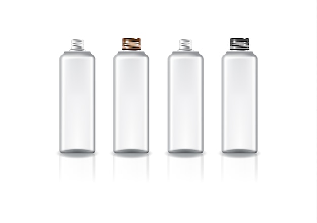 White square cosmetic bottle with  colors copperblack screw lid for beauty or healthy product