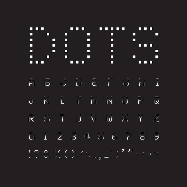 White square font on black background. Abstract geometric vector letters.