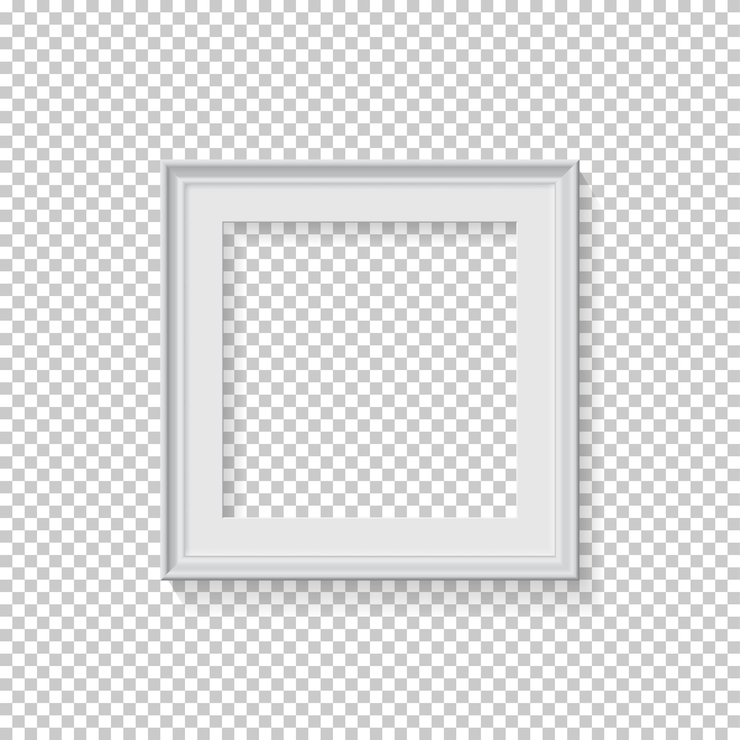 Vector white square frame for picture on transparent background blank space for picture card or photo