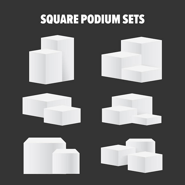 White Square Podium Sets