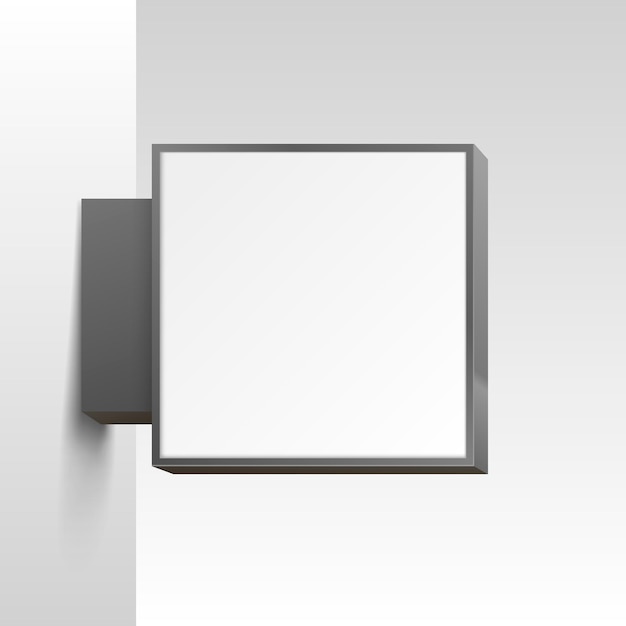 Вектор Белая квадратная вывеска на белом фоне. векторная иллюстрация