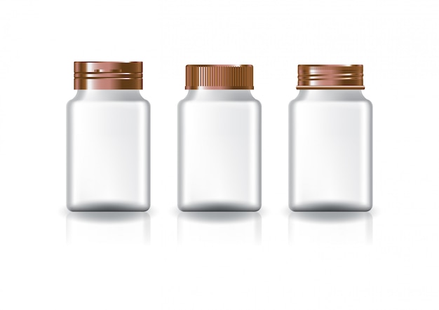 White square supplements, medicine bottle (3 styles copper lid) for beauty or healthy product.