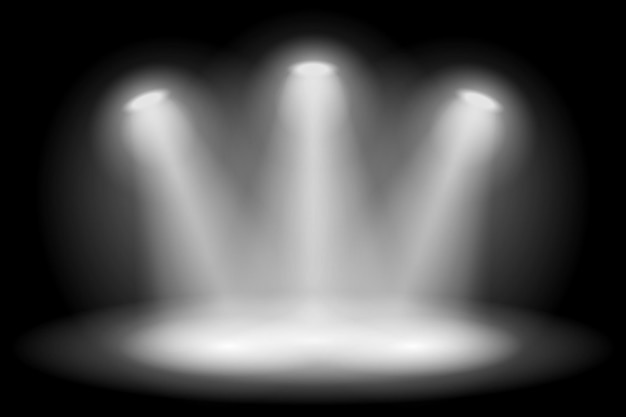 White stage spotlight vector on black background