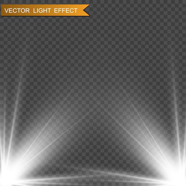 White stage with spotlights. Vector illustration of a light with sparkles on a transparent background.