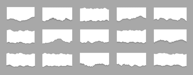 찢어진 종이의 흰색 스티커 종이 스트립 템플릿의 조각