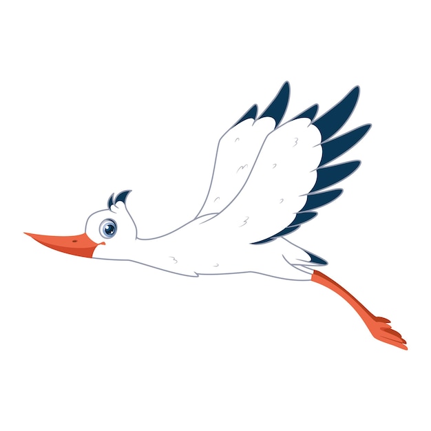 Белый аист с поднятыми крыльями летающих векторные иллюстрации шаржа