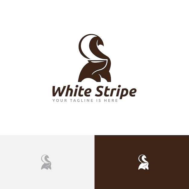 White Stripe Skunk Cute Little Animal Logo