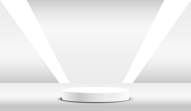 white studio background with podium