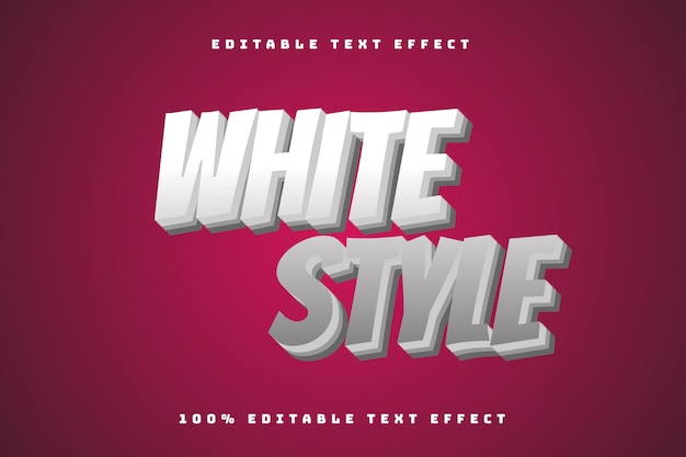 Vector white style editable text effect 3d emboss cartoon style