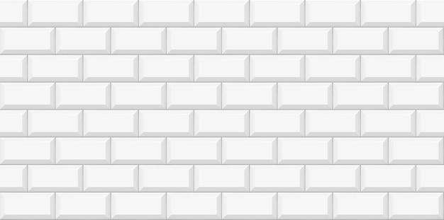 White subway tile seamless pattern. Wall with brick texture. Vector geometric background design