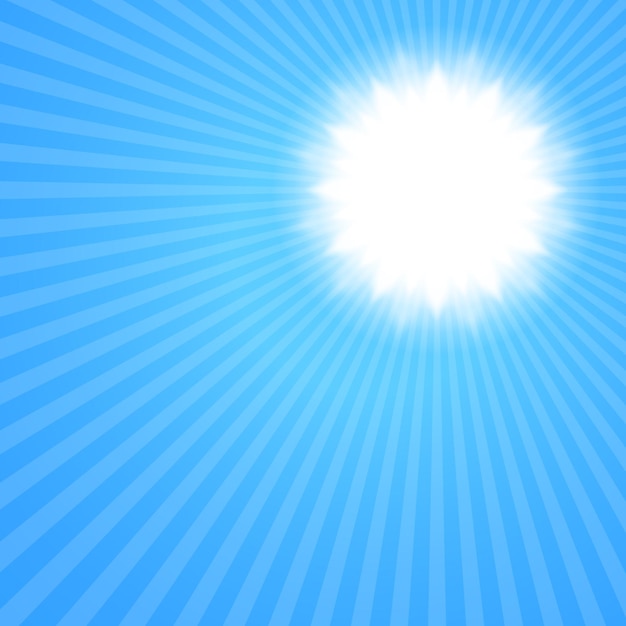 White sun in a blue sky vector eps10 illustration