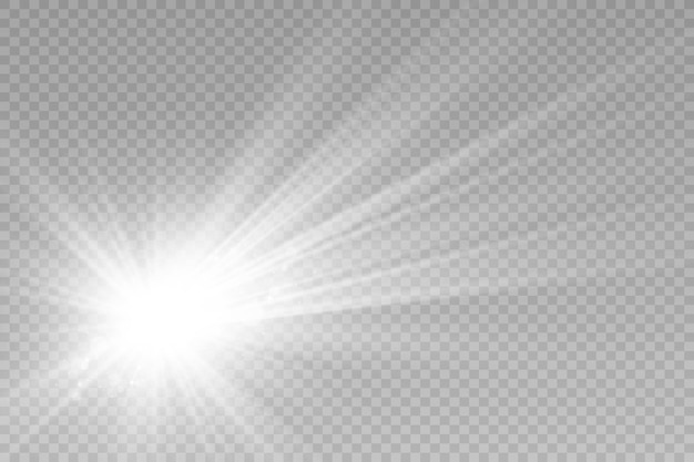 White sun with a halo on a transparent background bright sun with a halo vector illustration