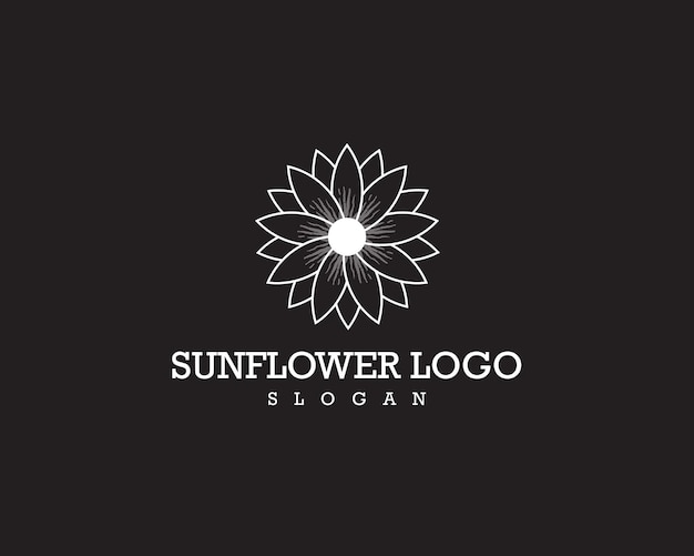 Logo white sunflower per il vettore comunitario e modificabile