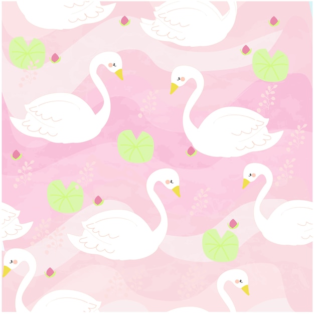 White swan cartoon the pink sweet river