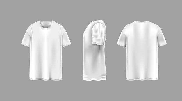 Vector white t-shirt with different angles views template