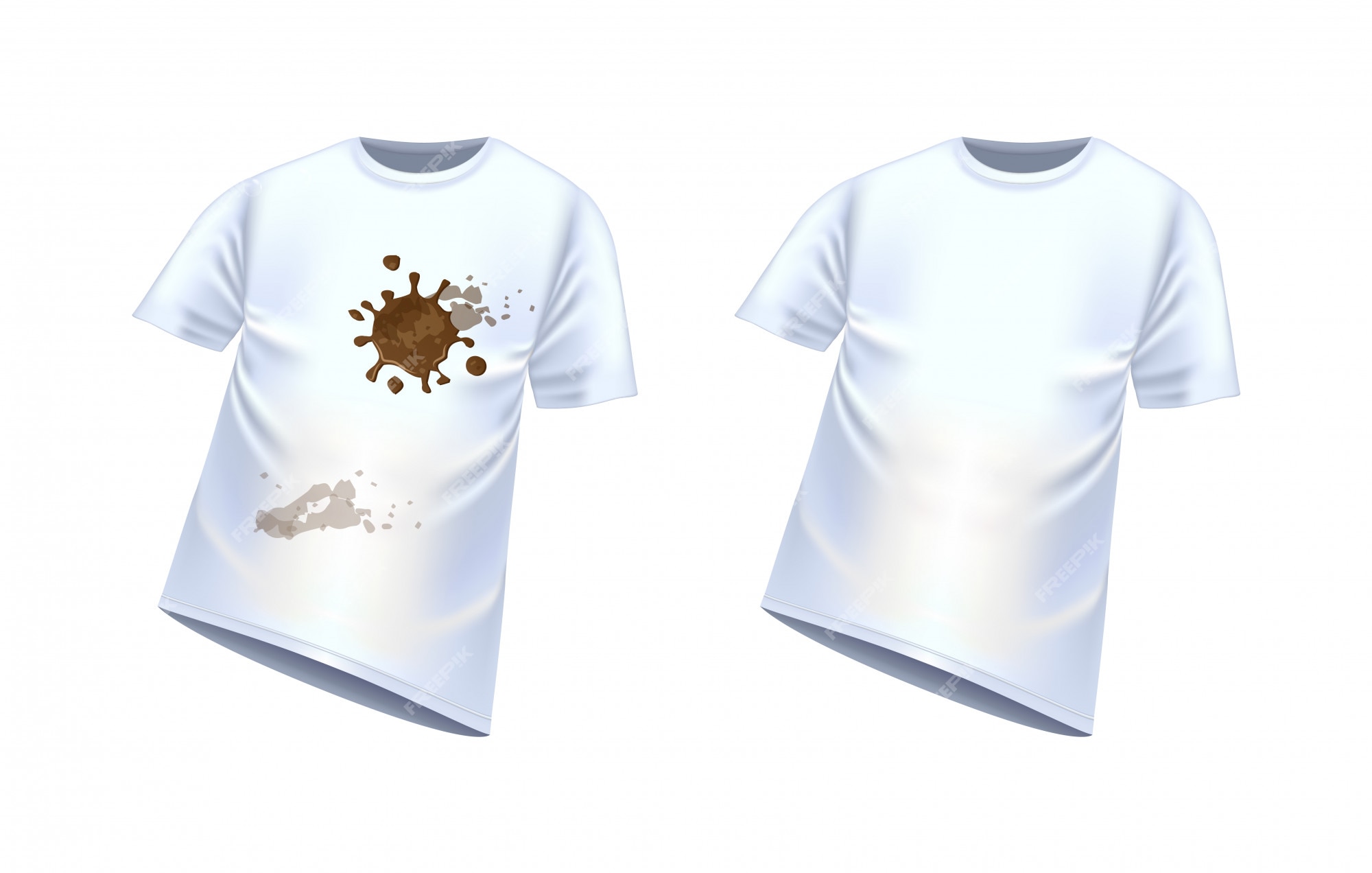 Premium Vector | White t-shirt with spots of dirt, vector illustration. clean and dirty t-shirt