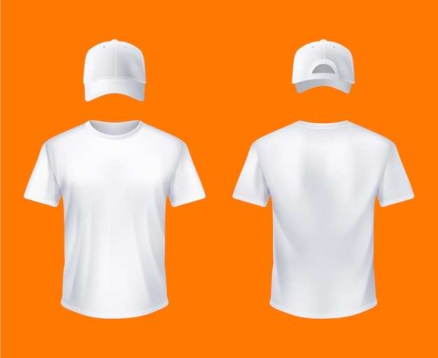白いTシャツと白いキャップ