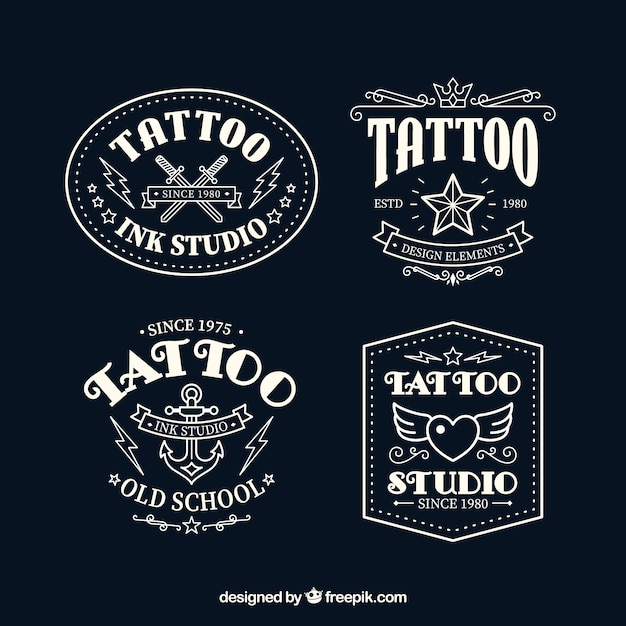 Collezione di logo tatuaggio bianco