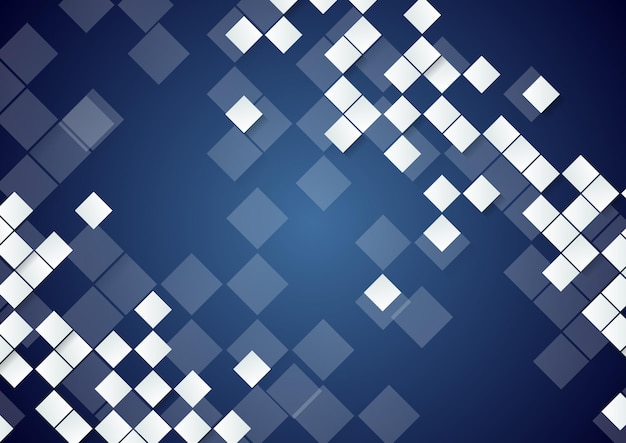Vector white tech squares on dark blue background