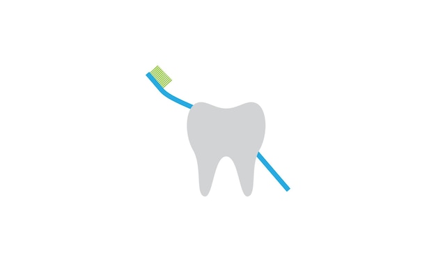 Белые зубы и логотип зубной щетки символ векторной иконки иллюстрации графический дизайн