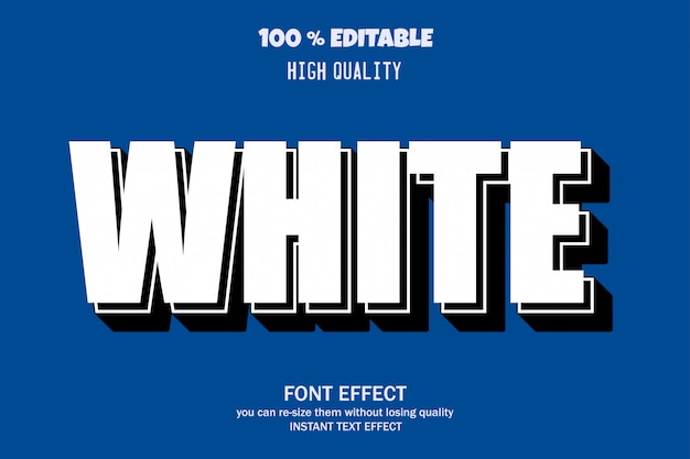 Vector white text, editable font effect