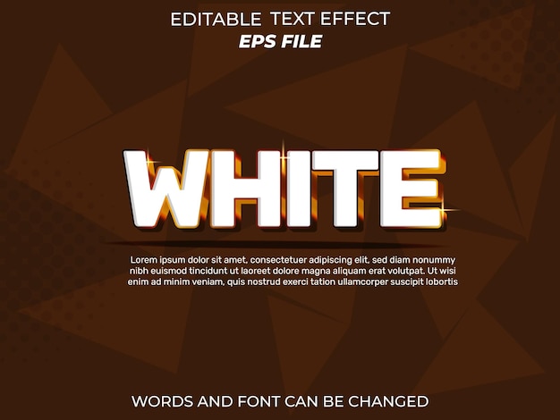 white text effect font editable typography 3d text