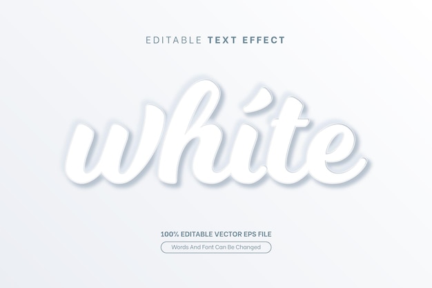 Vector white text effect minimalist emboss editable text effect