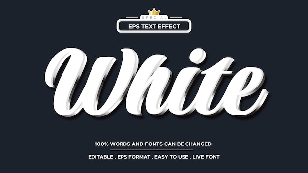 White text style effect 3d template