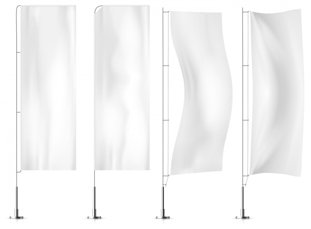 Vector white textile banner flags