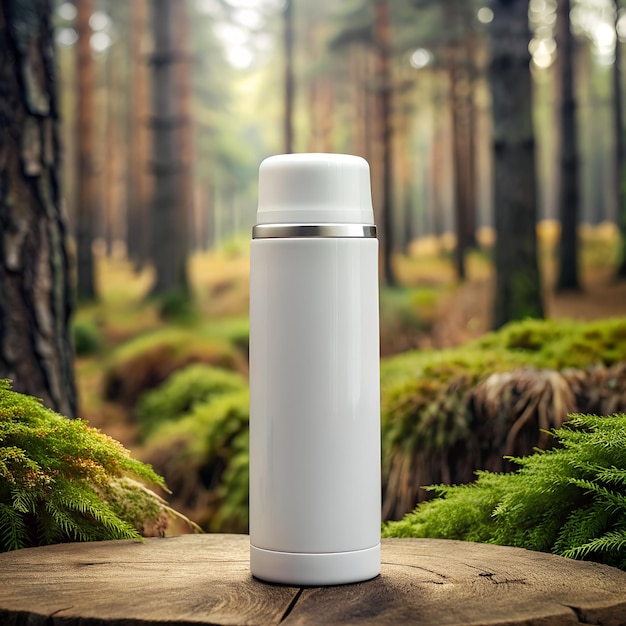 Vector white thermos mockup