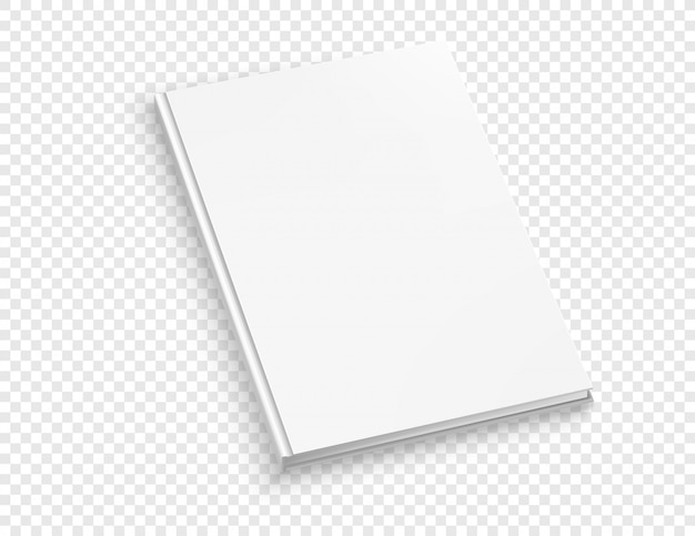 Vector white thin hardcover book vector mock up isolated on transparent background.