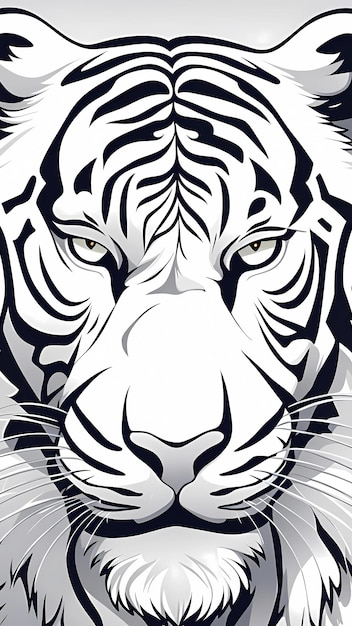 White tiger head drawing cartoon artwork vector