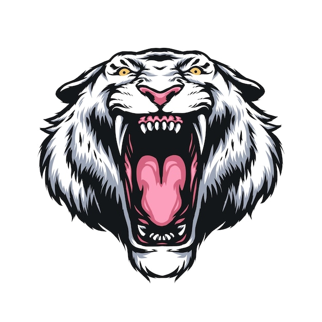 white tiger head drawing illustration