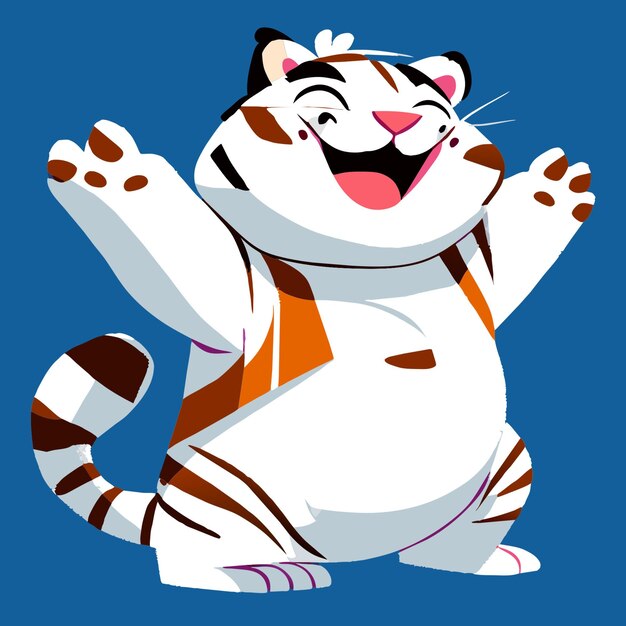 Vector the white tiger is fat cute