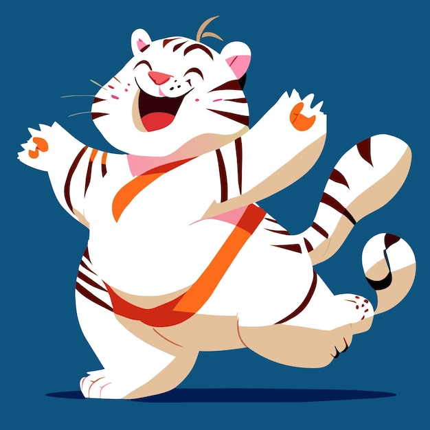 The white tiger is fat cute