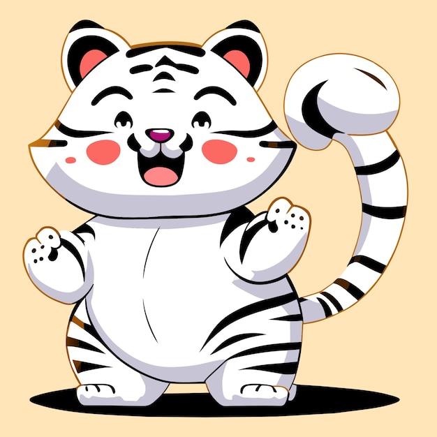 Vector the white tiger is fat cute