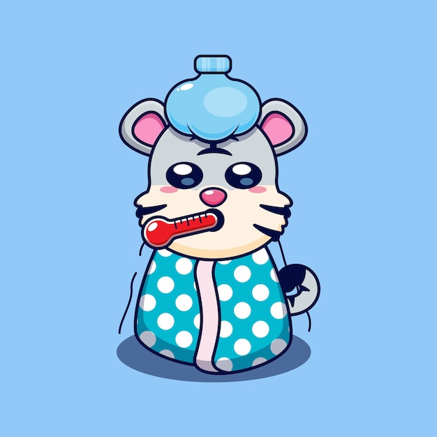 white tiger is sick cartoon vector illustration