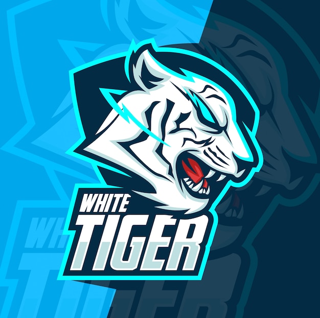 White tiger mascot esport logo design