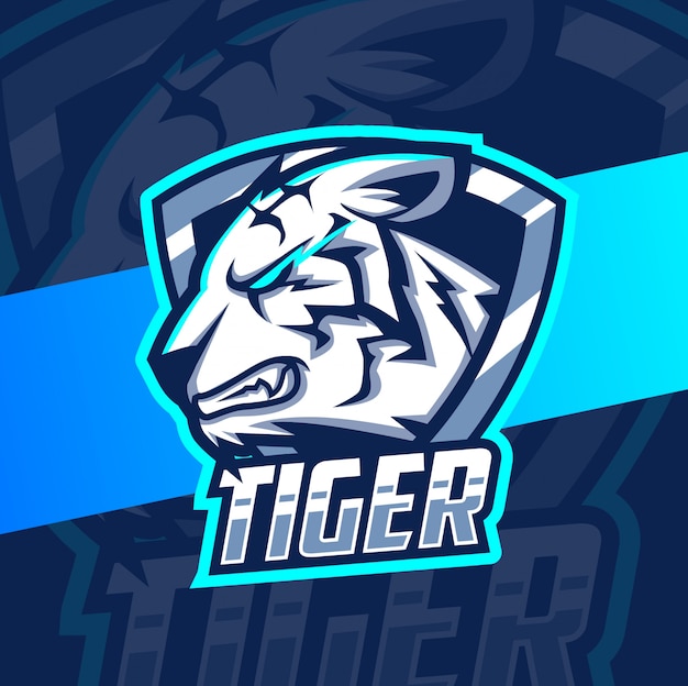 white tiger mascot esport logo design