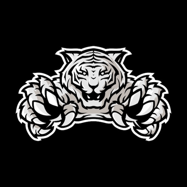 Logo De Jeu De Sport Tigre Blanc, Vecteur Premium