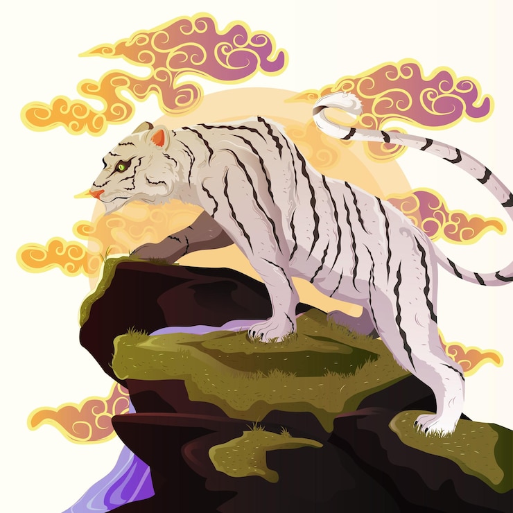 Vector white tiger vector illustration