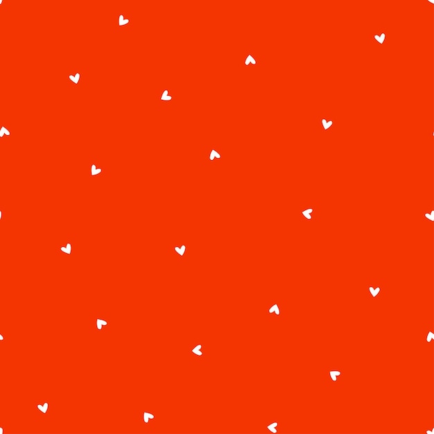 White tiny hearts seamless pattern with orange background.