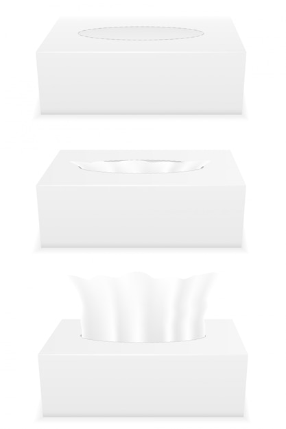 White tissue box set vector illustration