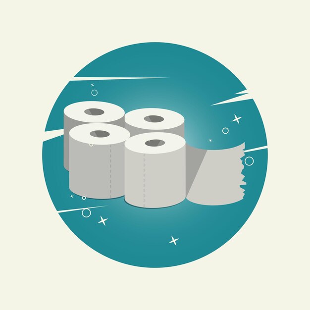 White tissue toilet roll vector illustration