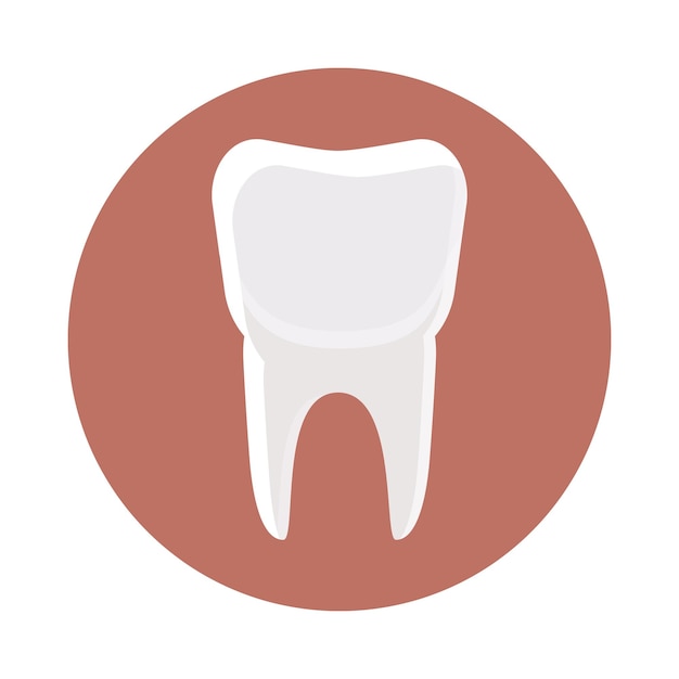 Vector white tooth icon in cartoon style on a white background