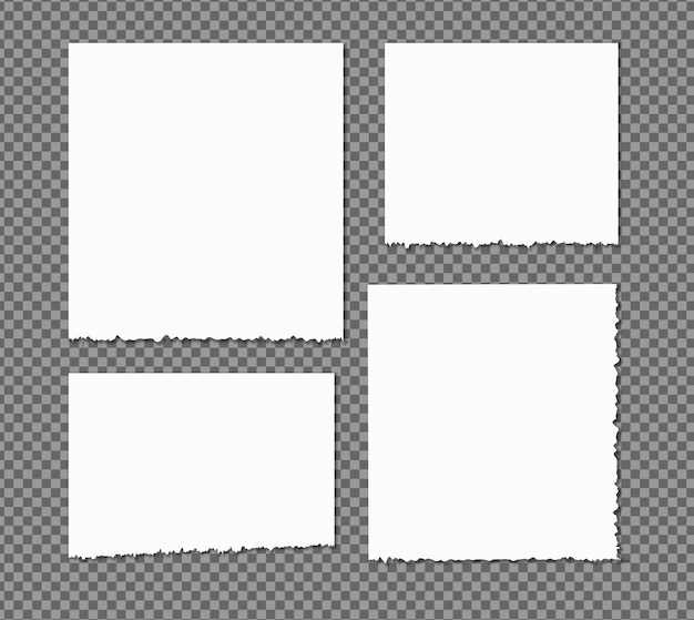 Strisce bianche strappate, set di scarti di carta diversi, blocco note, note per testo o messaggio bloccato