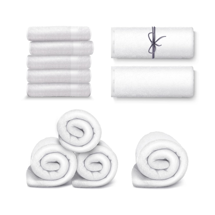 Vector white towels isolated on white background.