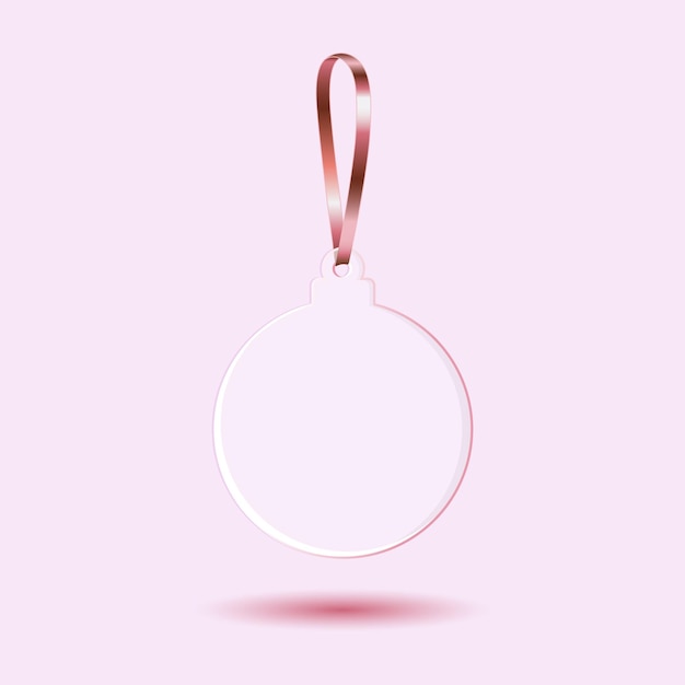 white transparent acrylic ornament with pink gold ribbon mockup template