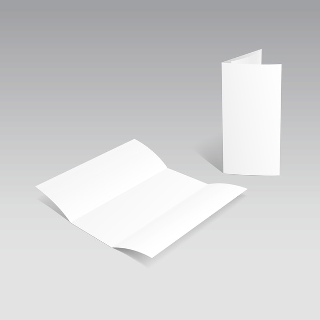 Vector white trifold brochure leaflet folded